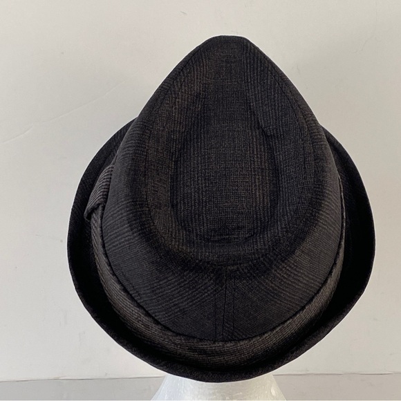 Fedora wool blend hat hatband corduroy wool s/m menswear men Black gray grey - Picture 5 of 9